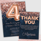 Roos Gold Navy Blue 4e verjaardagsfeestje Papieren Bordje