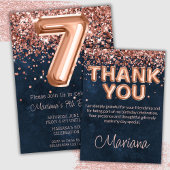 Roos Gold Navy Blue 7e verjaardagsfeestje Kartonnen Onderzetters