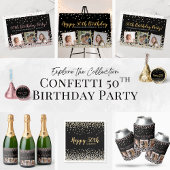 Gold Silver Confetti Photo Collage 50e verjaardag Sparkling Wijnetiket