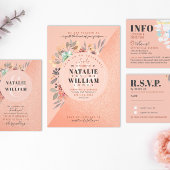 Roos Gold Waterverf Floral Chic Wedding Kaart