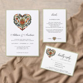 Noors Rosemaling Folk Art Heart Etiket (Personaliseer de collectie van deze zelfstandige maker.)