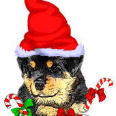 Kerstmis met de rottweiler Cute Santa Puppy Rottwe Grosgrain Lint