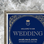 Elegante Navy-blauw en Gouden Bruiloft Kaart