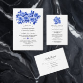 Royal Blue Floral Waterverf Wedding Programme Programmakaart (Personaliseer de collectie van deze zelfstandige maker.)