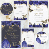 Budget Royal Blue Butterfly Sweet 16 Uitnodiging