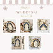 Royal Blue Gold Islamic Wedding Bedankkaart
