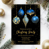 Blue and Gold Ornament Exchange Party Kaart