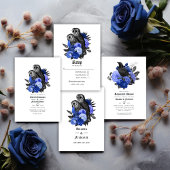  Royal Blue Owls Gothic Wedding QR Code Kaart