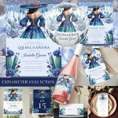 Quinceañera Royal Blue Mexicaanse stijl rsvp All In One Uitnodiging