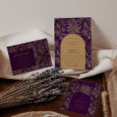 Royal Paarse Damast Monogram Bruiloft Favor Box Bedankdoosjes