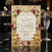 Faux Gold Quilted & Printed Pearl Rococo Swans Kaart