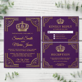 Royal Paarse gouden kroonbruiloft Etiket (Personaliseer de collectie van deze zelfstandige maker.)