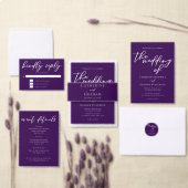 Donker Paarse witte script avond bruiloft Kaart (Personaliseer de collectie van deze zelfstandige maker.)
