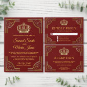 Elegant rood goud  kroonbruiloft etiket (Personaliseer de collectie van deze zelfstandige maker.)