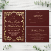Bourgondische Roos Versierde Elegante Programmaboe Menu (Personaliseer de collectie van deze zelfstandige maker.)