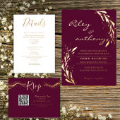 Koninklijke bruiloft bordeaux folie uitnodiging