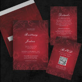 Ruby Red Botanische Rozen Tuin Bruiloft Ronde Sticker