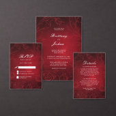 Ruby Red Botanische Rozen Tuin Bruiloft Kaart (Personaliseer de collectie van deze zelfstandige maker.)