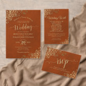 Gold Lace Elegant Rust Oranje Wedding Servet (Personaliseer de collectie van deze zelfstandige maker.)