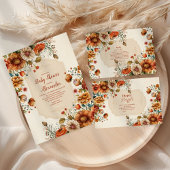 Roest Terracotta Bloemen Baby shower Luier Raffle Informatiekaartje