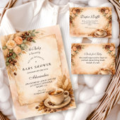 Rustic A Baby Is Brewing Coffee Baby Shower Kaart