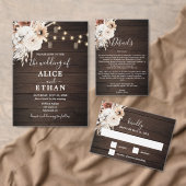 Rustiek Hout Boho Bloemen Herfst QR Code Huwelijk Kaart (Personaliseer de collectie van deze zelfstandige maker.)