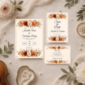 Rustieke herfst bloemige bruiloft RSVP kaartje