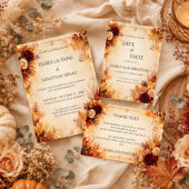 Elegante herfstbloem | Rustieke Boho-herfsttrouw Bedankkaart