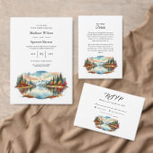 Rustieke herfstdouche Lakeside Forest Verloving Kaart (Personaliseer de collectie van deze zelfstandige maker.)