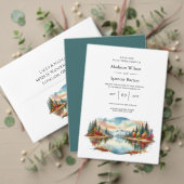 Rustieke herfstdouche Lakeside Forest Verloving Kaart (Personaliseer deze collectie van deze onafhankelijke maker. Test)