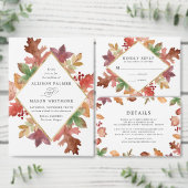 Rustieke herfst bladeren herfst bruiloft kaart (Personaliseer de collectie van deze zelfstandige maker.)