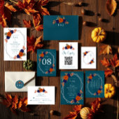 Rustieke Herfst Oranje Navy Blue Floral Wedding Bier Etiket