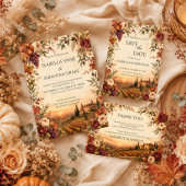 Rustic Toscane | Herfst Wijngaard Bruiloft Save The Date