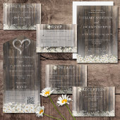 Barnwood en Daisies Bruiloft Bedankkaart