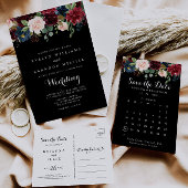 Rustige zwarte botanische 21e verjaardag kaart