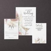 Rustic Boho Pampas Grass White Orchid Wedding Kaart (Personaliseer de collectie van deze zelfstandige maker.)