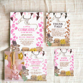 Rustige cowboy baby-luierhandel met westerne koe informatiekaartje