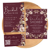 Elegant Script Bourgondië Wildflower Vrijgezellenf Kaart