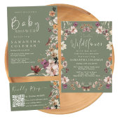 Boho Wildflower rustiek Salie Groen Baby shower Spandoek
