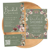 Boho Sage Groene Brunch en Bubble Vrijgezellenfees Kaart