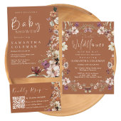 Boho Wildflower rustieke terracotta Baby shower Kaart