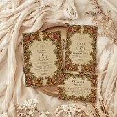 Rustieke botanische granaatappel bruiloft save the date