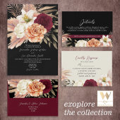 Romantische bordeaux zwart bruiloft etiket