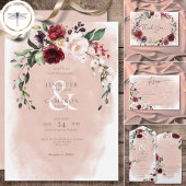Rustieke Bourgogne & Blush Roze Rozen Details Informatiekaartje