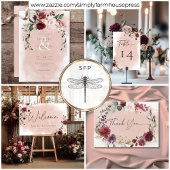 Rustieke Bourgogne & Blush Roze Rozen Details Informatiekaartje