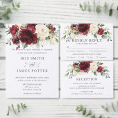 Rustieke Bourgondische Ivoor Bloemen Huwelijk RSVP (Personaliseer de collectie van deze zelfstandige maker.)