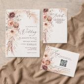 Rustieke pampas bloem herfst bruiloft QR CODE RSVP Kaartje (Personaliseer de collectie van deze zelfstandige maker.)