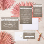 Rustic Burlap &  White Lace Wedding Poster (Personaliseer de collectie van deze zelfstandige maker.)