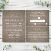 Rustieke Burlap bruiloft Bedankkaart (Personaliseer de collectie van deze zelfstandige maker.)