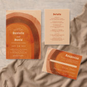 Rustiek Verbrand Sinaasappel Modern Wedding Informatiekaartje (Personaliseer de collectie van deze zelfstandige maker.)